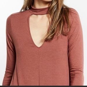Express brand V-Neck choker long sleeve top
